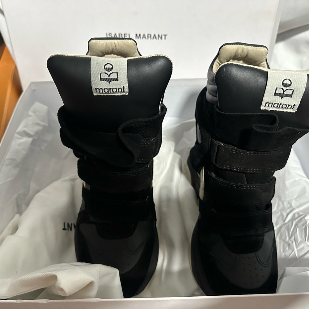 Isabel Marant Black and Cream High-Top Sneakers